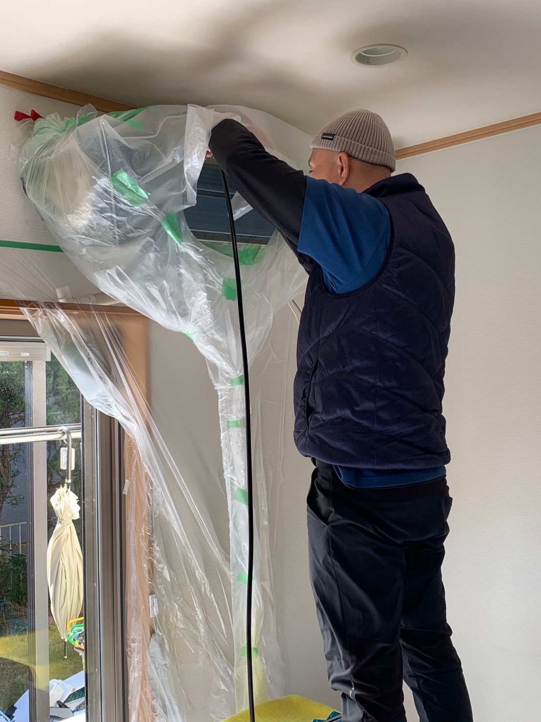 養生して高圧洗浄